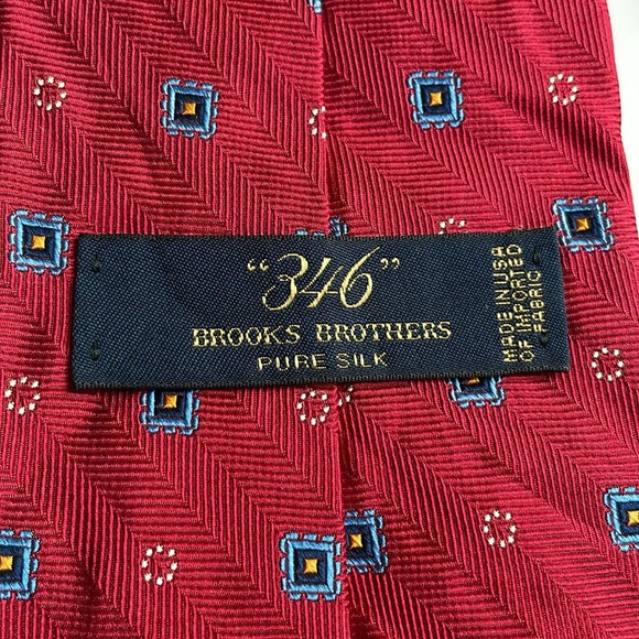 Brooks Brothers 346 100% silk repp necktie USA hand made 57”’X 3.75” red blue - Picture 7 of 7